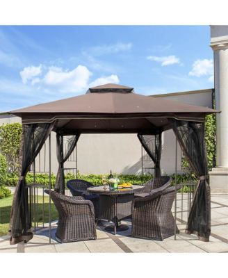 10x10 FT Outdoor Patio Gazebo Canopy Tent with Double Vented Roof and Mosquito net