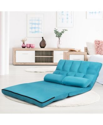 6-Position Foldable Floor Sofa Bed with Detachable Suede Cover