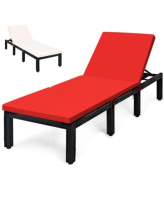 Wicker Sun Lounger with 7-Position Adjustable Backrest and Dual Cushion Covers