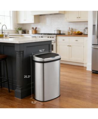 13 Gal./50 Liter Stainless Steel Oval Motion Sensor Trash Can for Kitchen