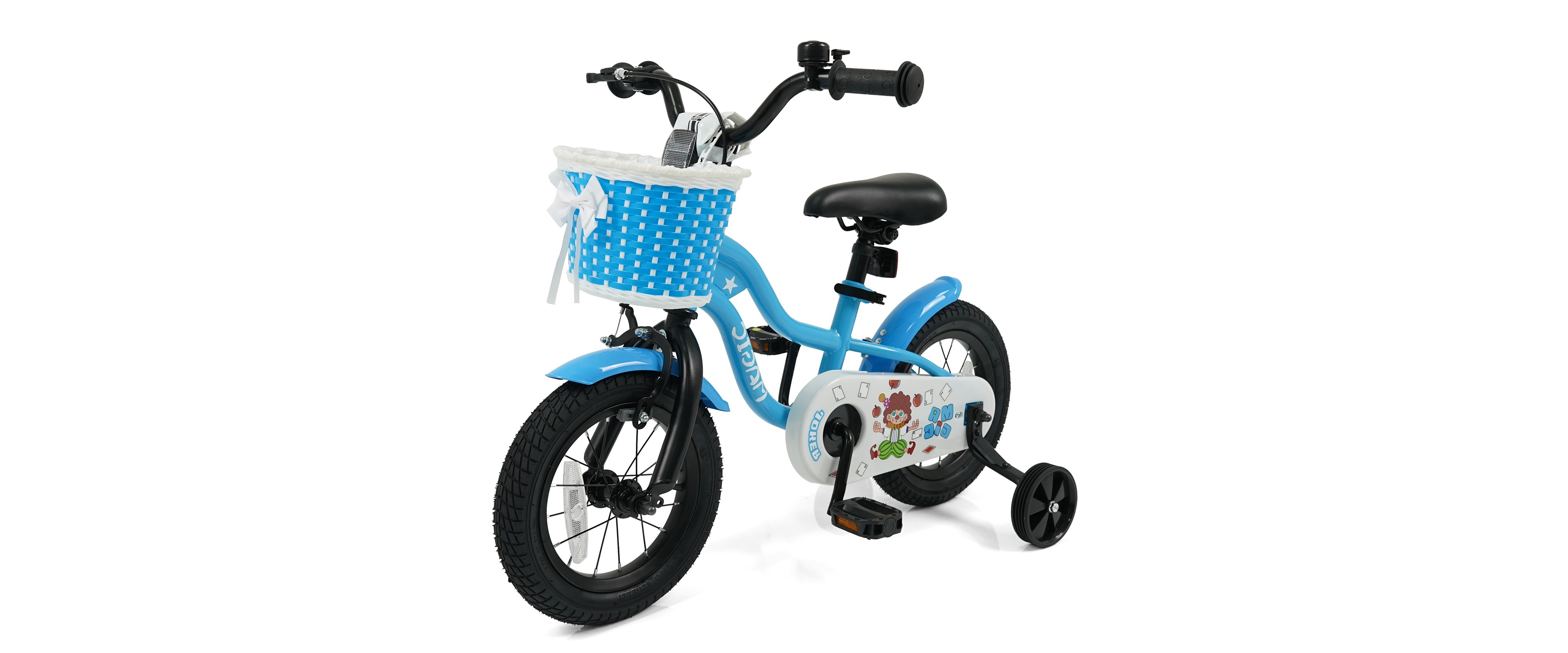 Slickblue Toddler Bicycle with Training Wheels and Front Basket for Kids
