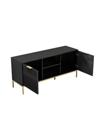 Modern TV Stand with Wave Doors and Accents