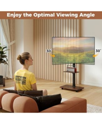 Rolling Mobile TV Cart with Height-Adjustable Mount for 32-75 Inch TVs