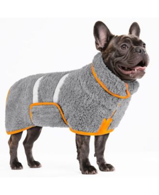 Aronkl Dog Bathrobe Quick Drying Super Absorbent Soft Warm Adjustable Machine Washable Pet Towel Supplies - Grey