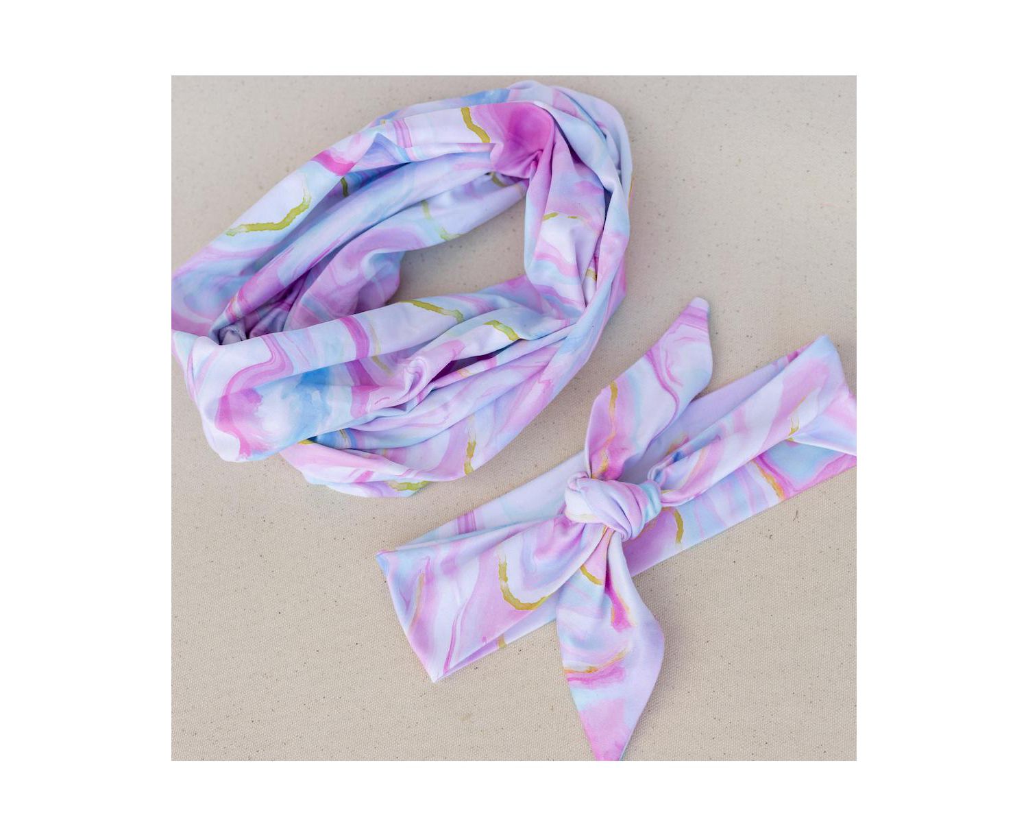 Women's Limited Edition Luxe Tube Turban - Cotton Candy Skies Marble