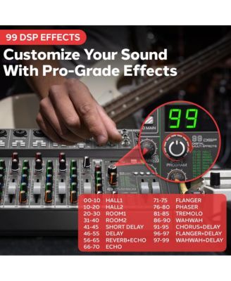 8-Ch. Audio Sound Mixer - Bluetooth Studio Mixer - DJ Controller Audio Mixing Console