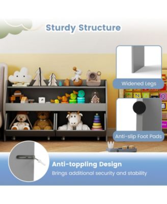 Kids Toy Storage Organizer Wooden Bookcase with 2 Movable Drawers