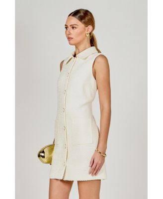 Women's Tweed Collared Mini Dress