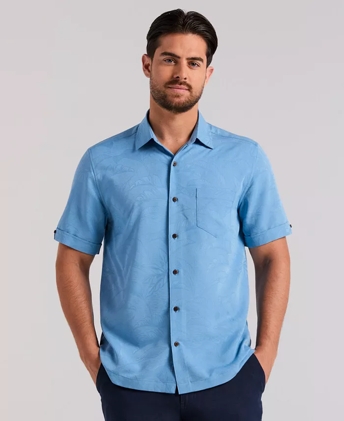 Men's Palm Print Short-Sleeve Button-Down Shirt