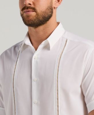 Men's Pick Stitch Panel Short Sleeve Button-Down Shirt