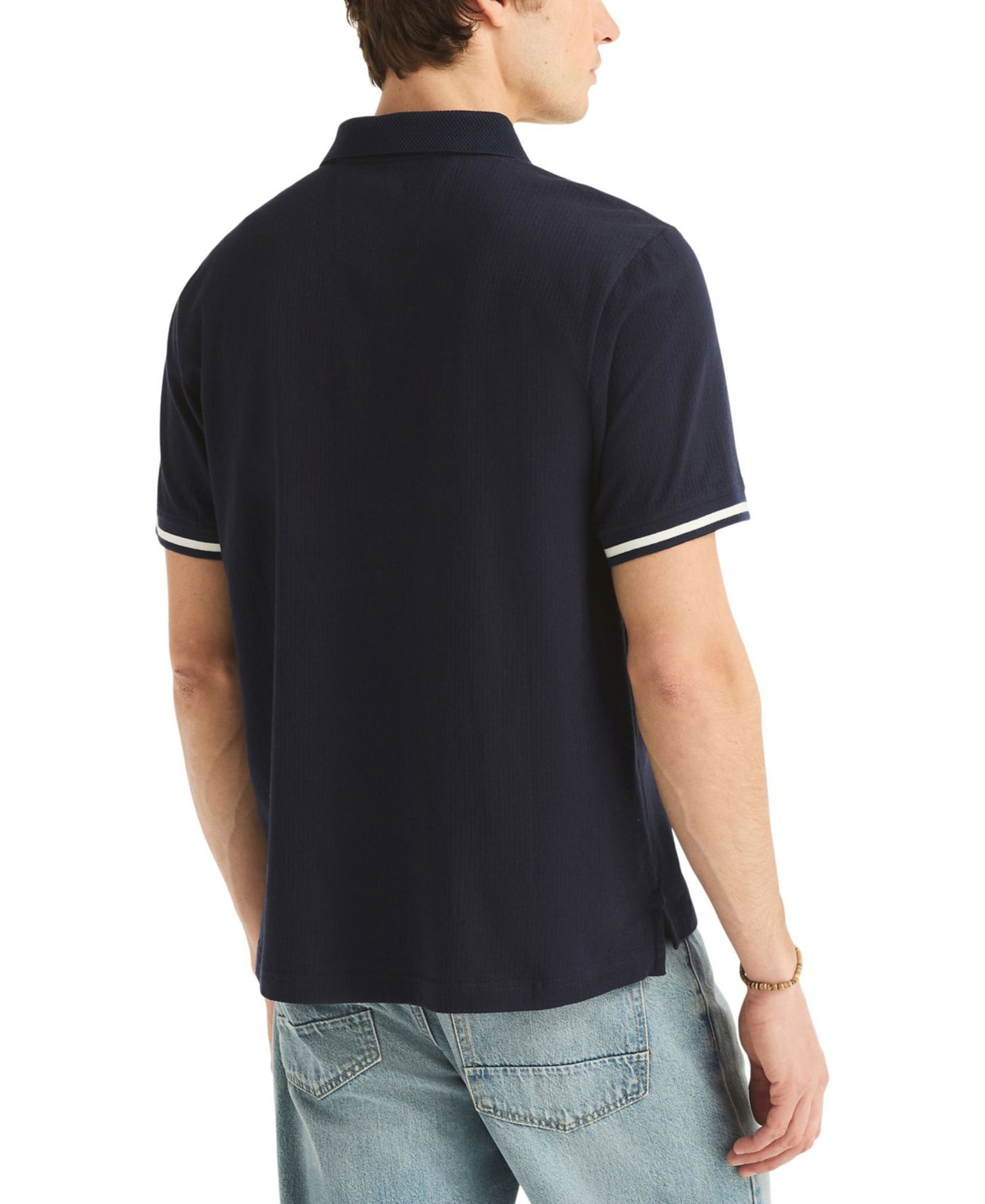 Men's Short-Sleeve Compact Seersucker Polo Shirt
