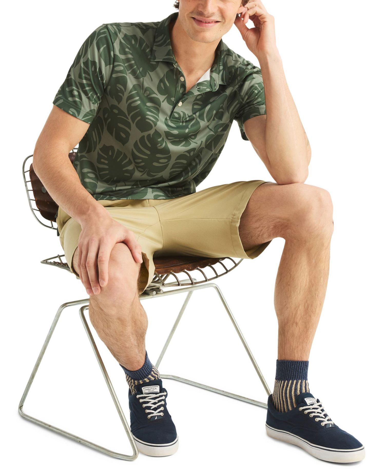 Men's Short-Sleeve Frond Print Golf Polo Shirt