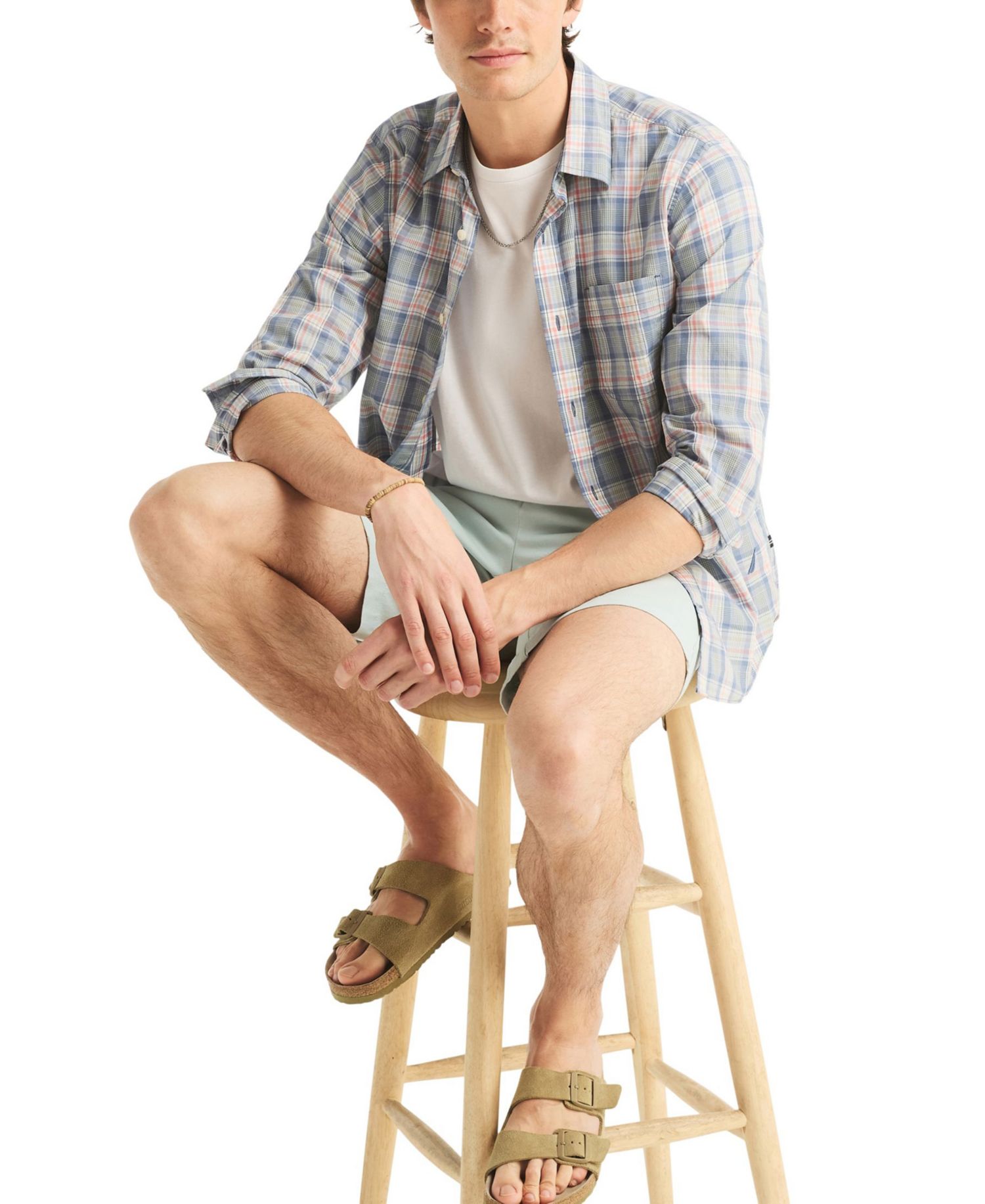 Men's Long-Sleeve Lawn Cotton Plaid Shirt