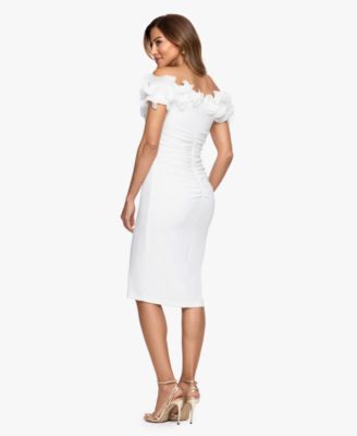 Women's Ruffled Off-The-Shoulder Scuba Crepe Dress