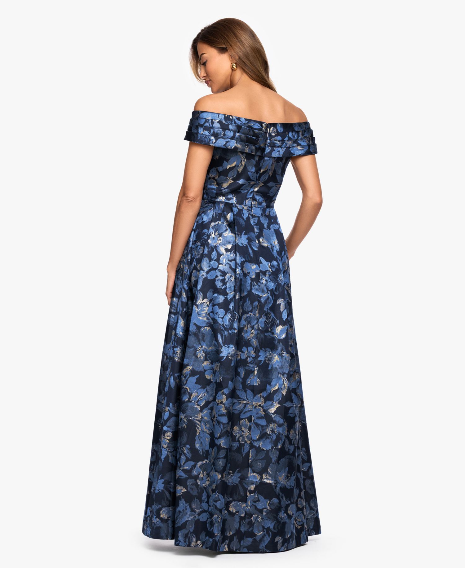 Women's Off-The-Shoulder Brocade Ball Gown