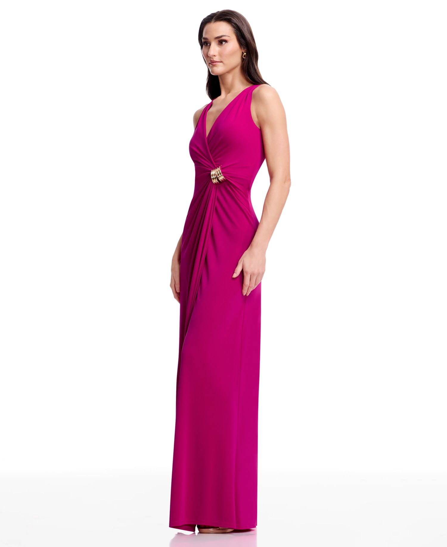 Women's Pleated Wrap Long Gown