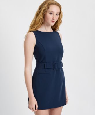 Women's Azra Twill Belted Back Zipper Mini Dress