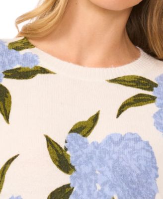 Women's Long-Sleeve Floral Crewneck Sweater