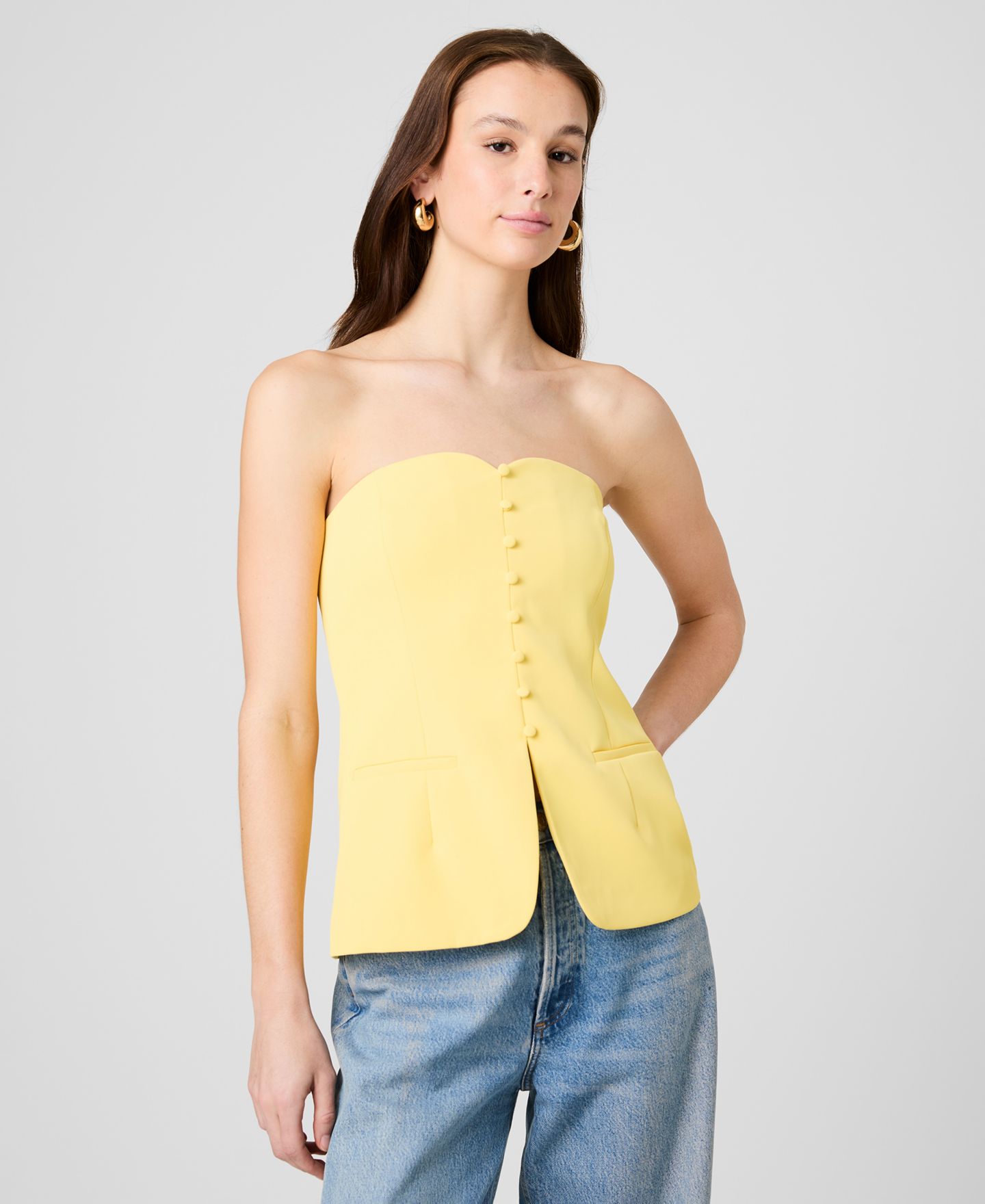 Женский топ French Connection Harry Suiting Strapless Top, цвет: Жёлтый — фото 3