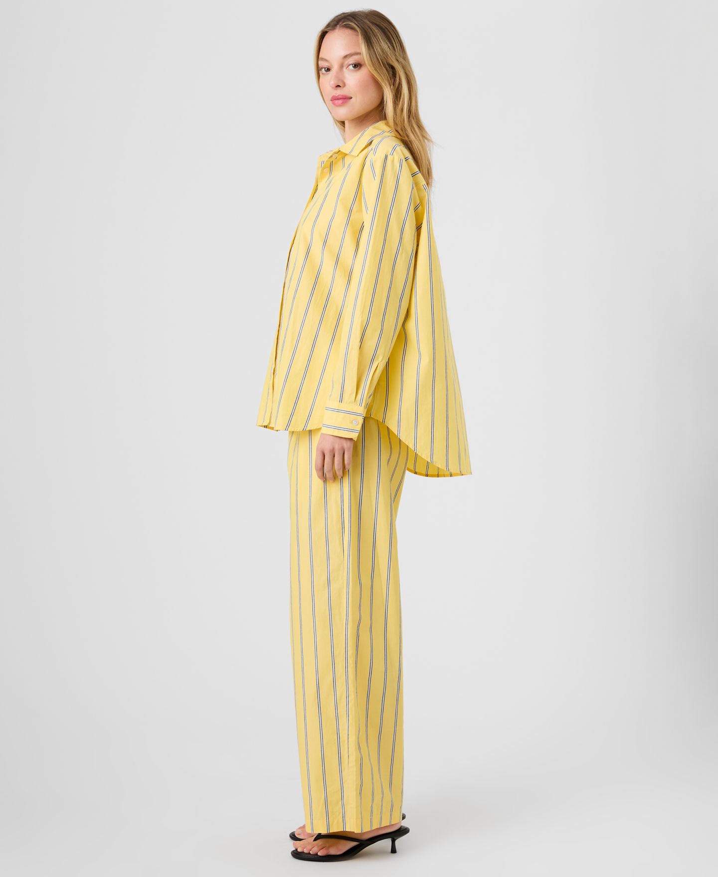 Женская рубашка French Connection Long-Sleeve Button-Front Stripe, цвет: Жёлтый разноцветный — фото 5