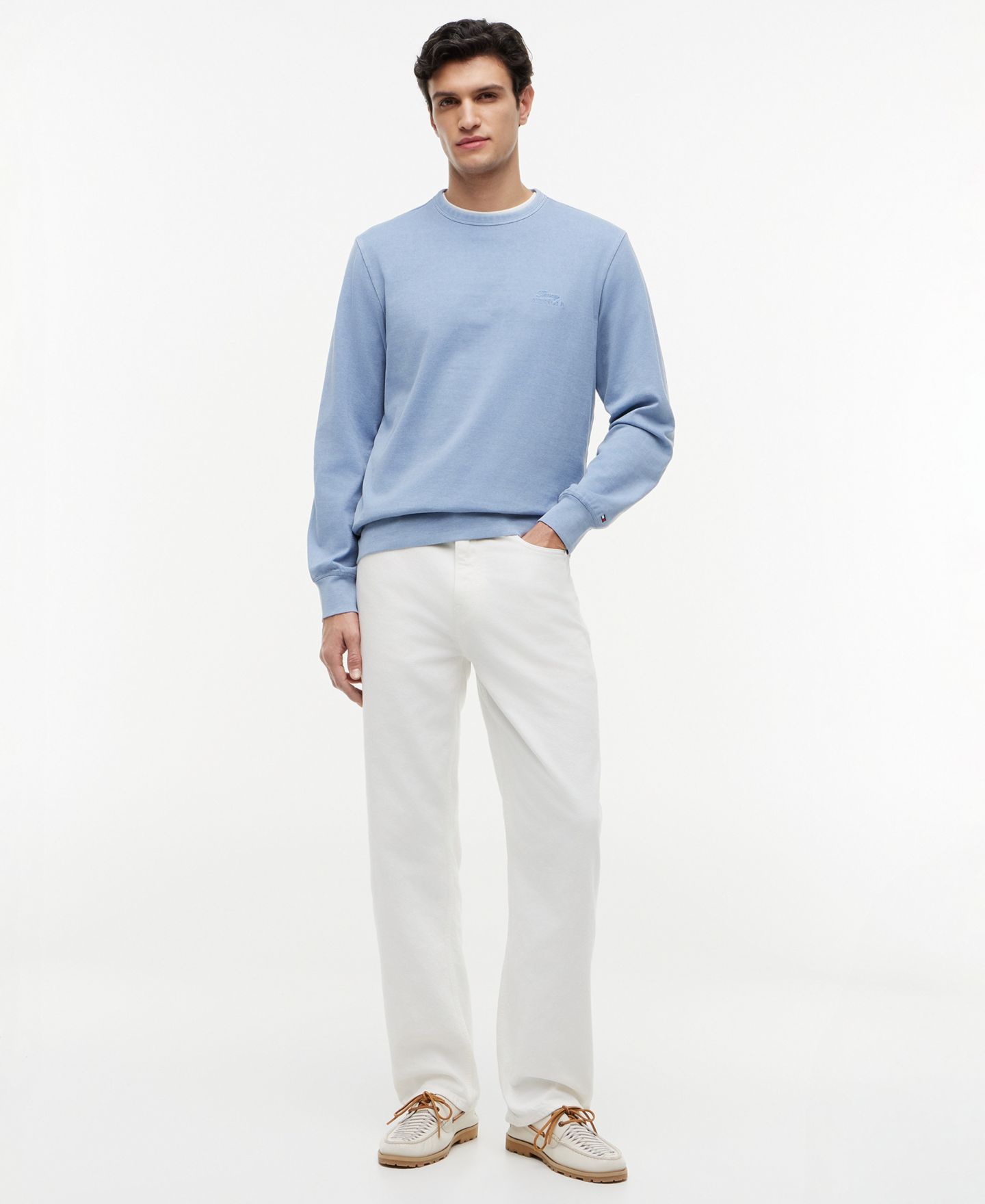 Мужской свитшот Tommy Hilfiger Garment-Dyed Crewneck, цвет: Синий — фото 2