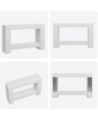 Farmhouse 2 Tier Entryway Console Table, Long White Sofa Table with Open Storage for Entrance or Living Room