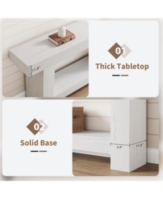 63'' Farmhouse 2-Tier Entryway Console Table with Open Storage - Long Sofa Accent Table for Entrance, Living Room and Hallway