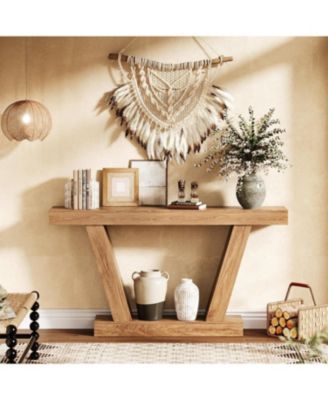 Console Sofa Table, 2-Tier Farmhouse Narrow Behind Couch Sofa, Extra-Long Accent Entryway Table for Hallway, Foyer, Living Room