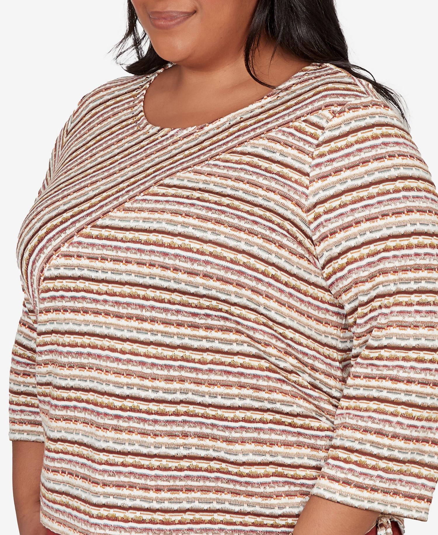 Plus Size Spice Market Spliced Textured Stripe Ruched Tie Top
