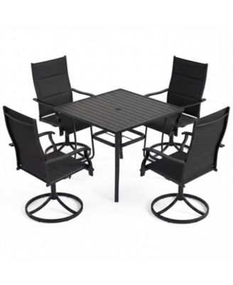 Outdoor Dining Set 5 Piece with 4 Swivel Chairs and Table