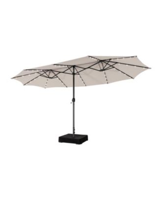 15 ft Double-Sided Patio Umbrella with 48 Solar LED Lights and Vented Canopy