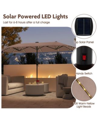 13 ft Double-Sided Patio Umbrella with 108 Solar LED Lights and Crank Handle