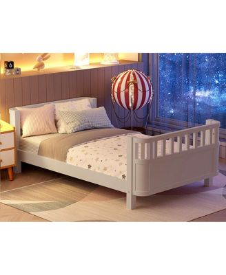 Wood Low Profile Twin Platform Bed with Rails