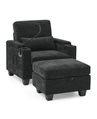 inches  Wide Linen Look Ottoman Bench Footstool