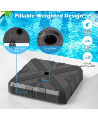 Weighted Offset Umbrella Base with Fillable HDPE Tank Cross Bracket and Cut-Out Handles