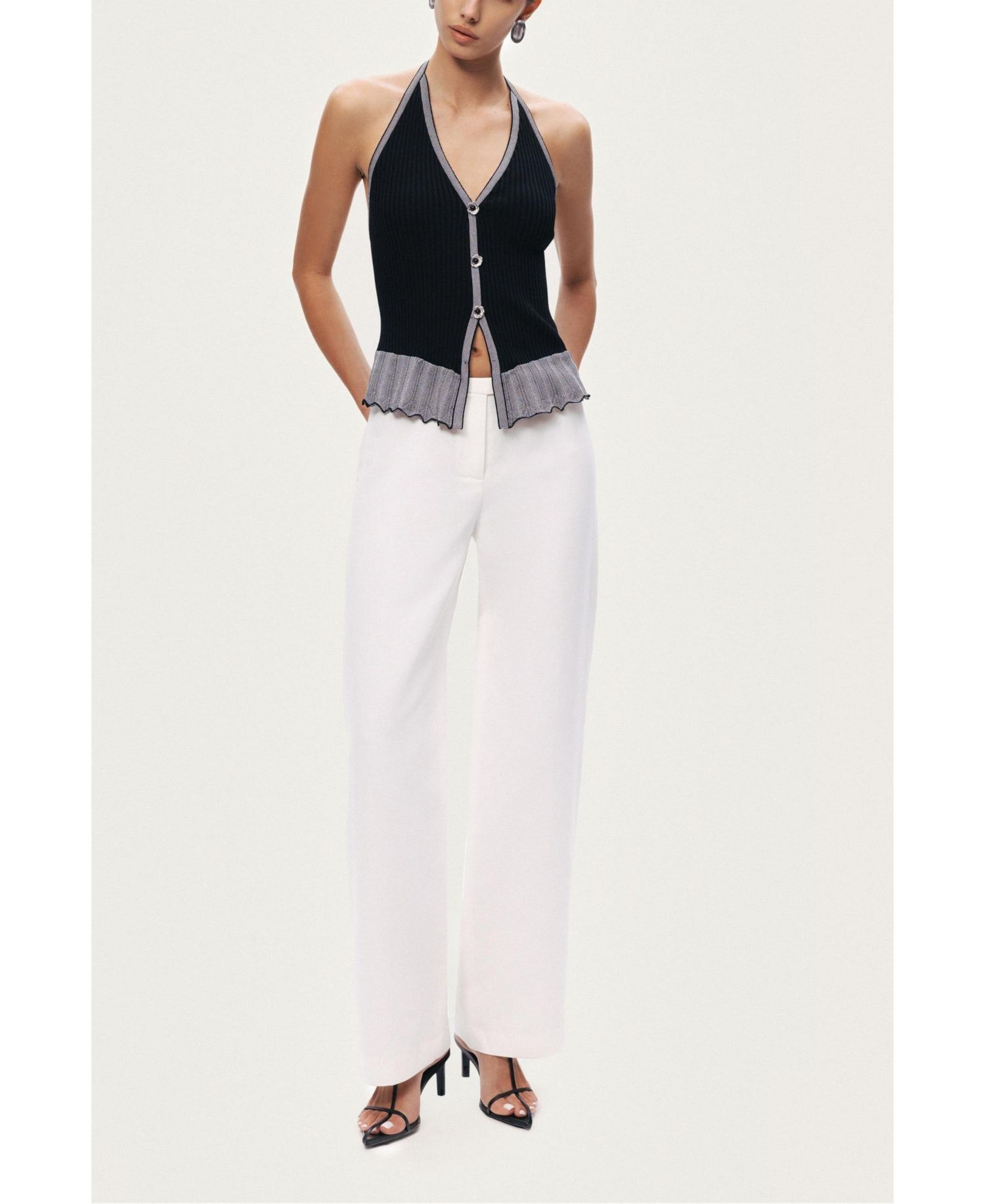Women's Halter Ribbed Knit Top