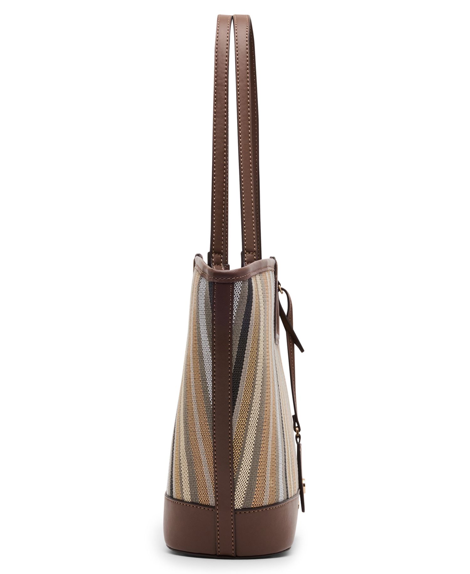 Stripe Cut Out Small Handle Tote Handbag