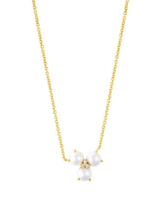 Freshwater Pearl Gold 2-Piece Clover Pendant Necklace Set