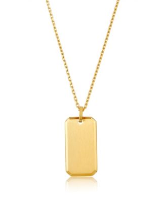 Men's Gold 2-Piece Dogtag Cuff Bracelet and Necklace Set