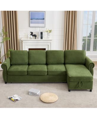 106.5" Modular L-Shape Sofa Bed with  Charging and Storage