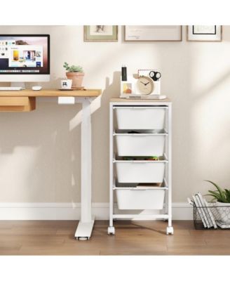 4-Drawer Rolling Storage Cart with Wooden Tabletop