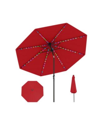 10 ft Solar Patio Umbrella with 96 Flowing LED Lights and Push-Button Tilt