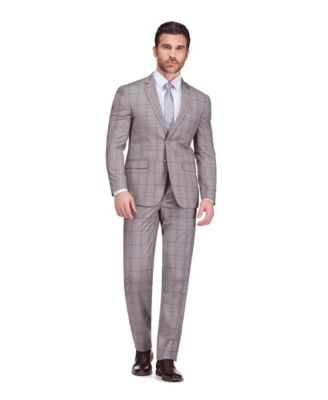 Men's Slim Fit 2-Piece Performance Stretch Plaid Suit