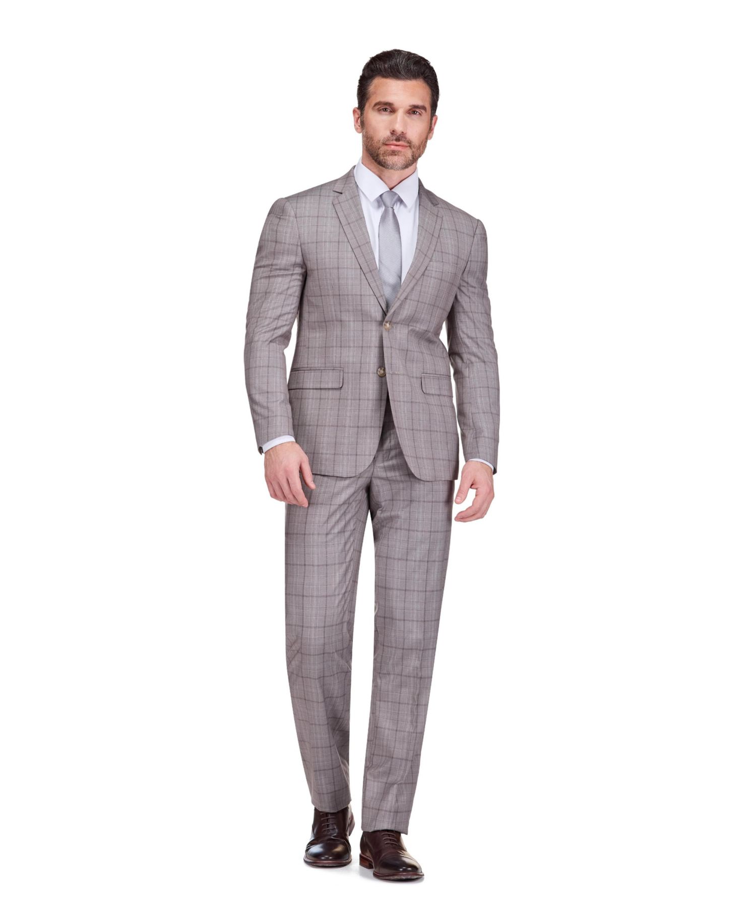 Men's Slim Fit 2-Piece Performance Stretch Plaid Suit