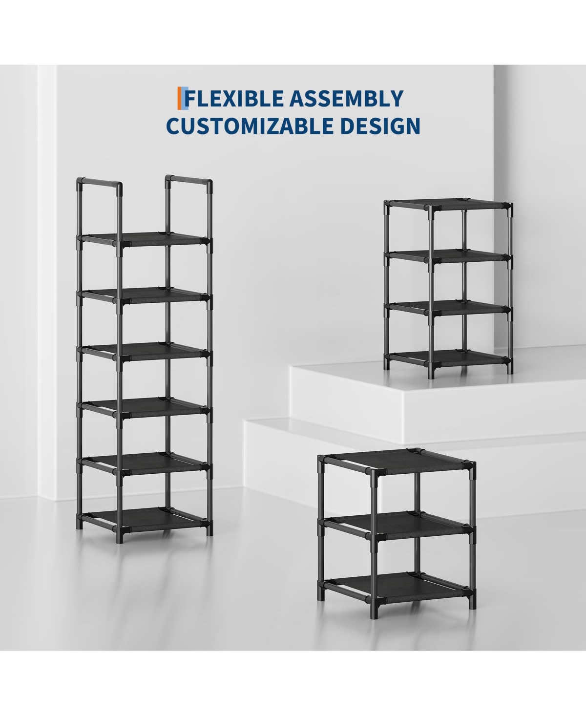 Homfan 10 Tier Metal Shoe Rack with Adjustable Fabric Shelves