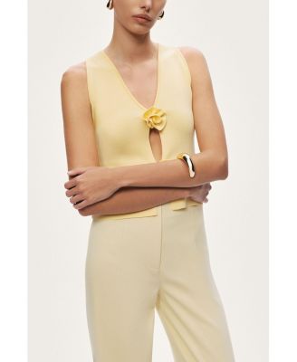 Women's Floral Cut-Out Knit Top