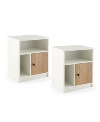 2 Pieces 25" Tall Nightstands with Door and 2 Open Shelves