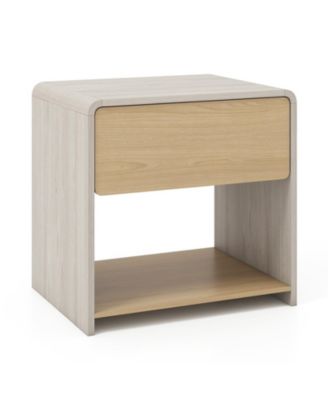 2-Tier Modern Style Nightstand with Drawer and Open Shelf for Bedroom