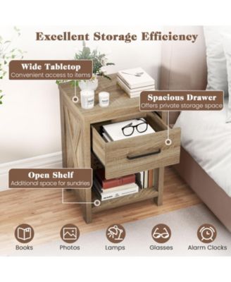 Nightstand with Drawer and Shelf