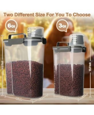 Airtight Pet Food Storage Container with Pour Spout Measuring Cup 4 Seal Buckles BPA Free Durable Plastic